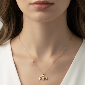 گردنبند طلا طرح دم وال