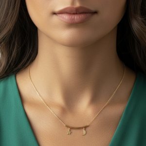 گردنبند طلا طرح ماه و ستاره