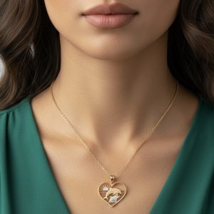 مدال طلا طرح قلب و دلفین