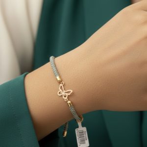 دستبند بند ابریشمی طلا پروانه