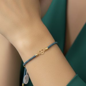 دستبند بند ابریشمی طلا قلبی