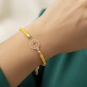 دستبند بند ابریشمی طلا خورشید