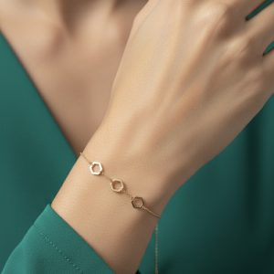 دستبند طلا شش ضلعی